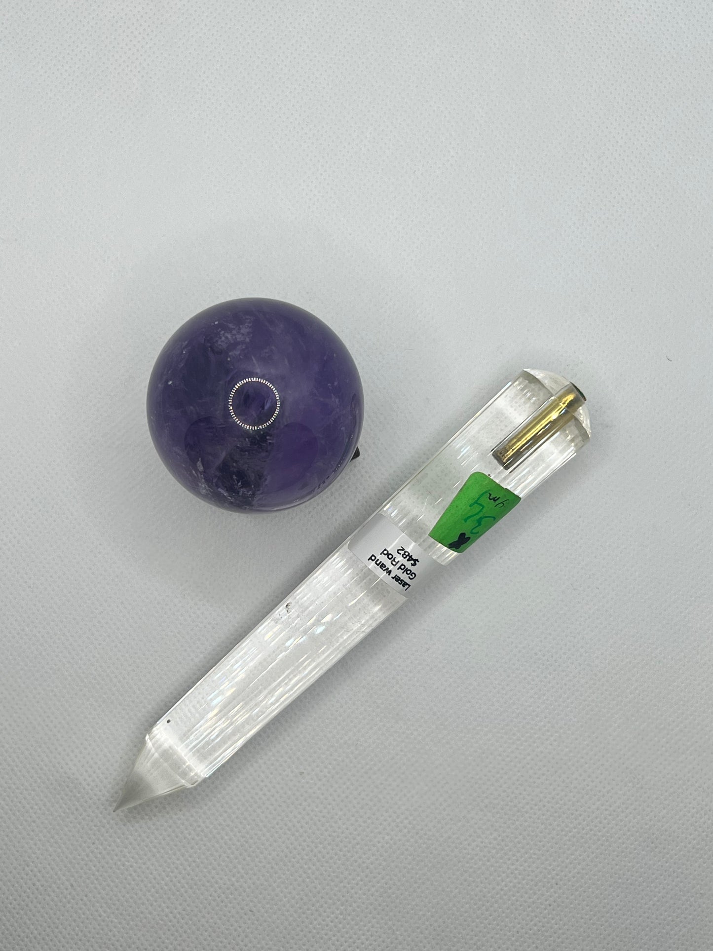 134g Pranic Healing Laser Crystal with Gold Rod - 36 facets