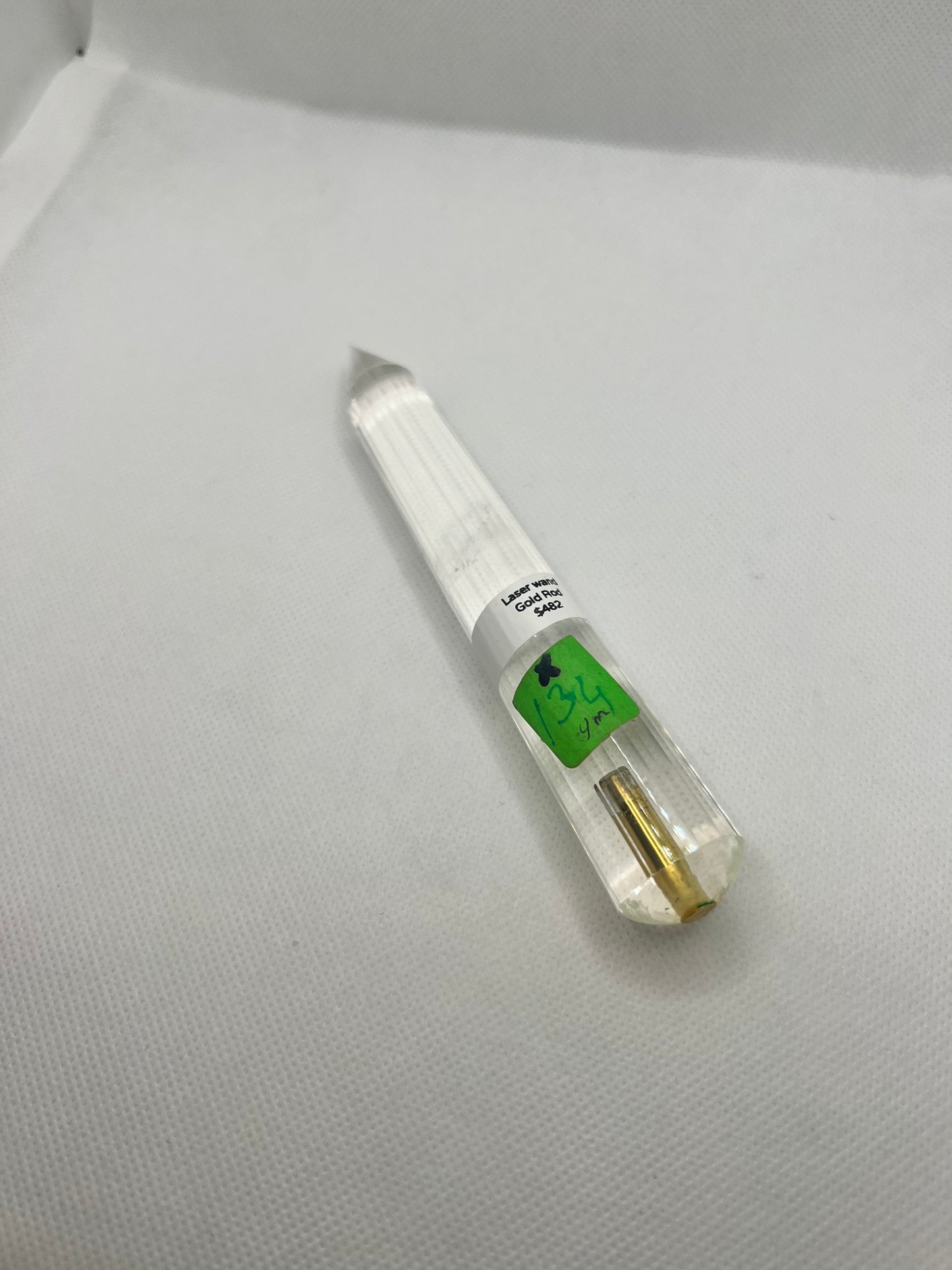 134g Pranic Healing Laser Crystal with Gold Rod - 36 facets