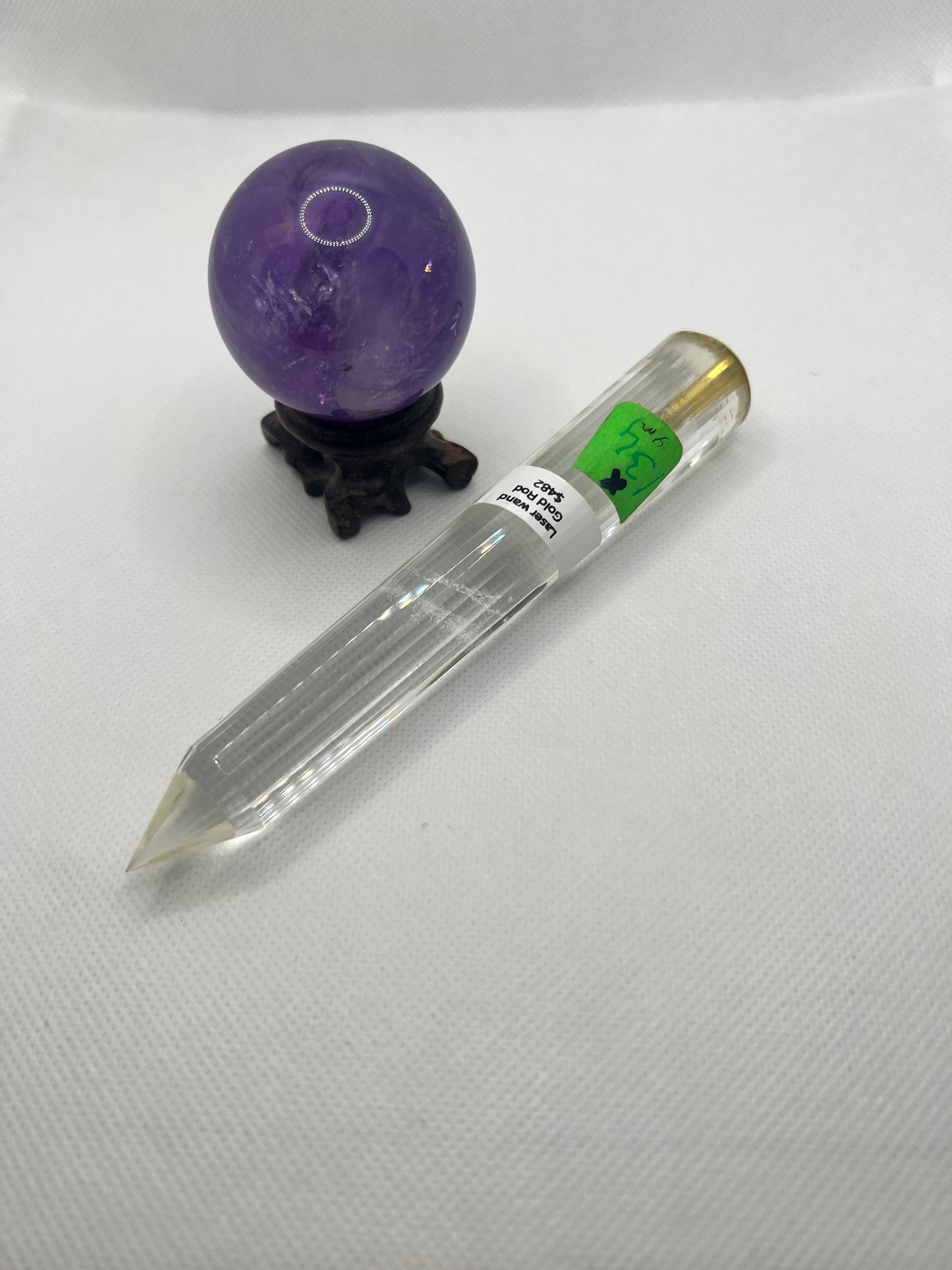 134g Pranic Healing Laser Crystal with Gold Rod - 36 facets