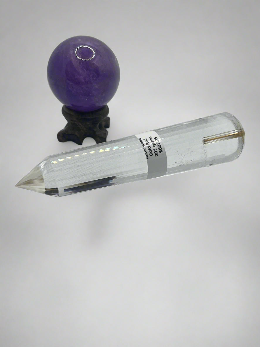 201g Pranic Healing Laser Crystal with 2.2g Gold Rod Insert – 36 Facets