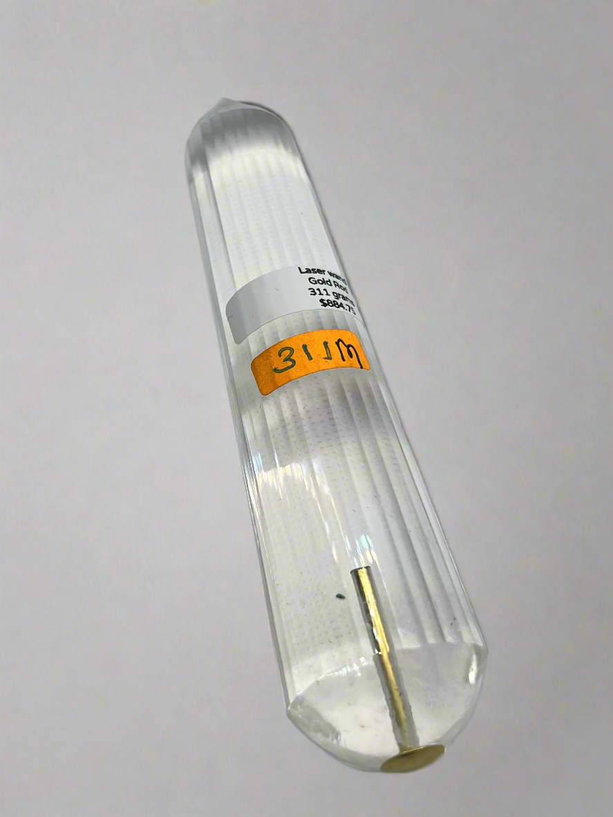 311g Pranic Healing Laser Crystal with Gold Rod - 36 Facets