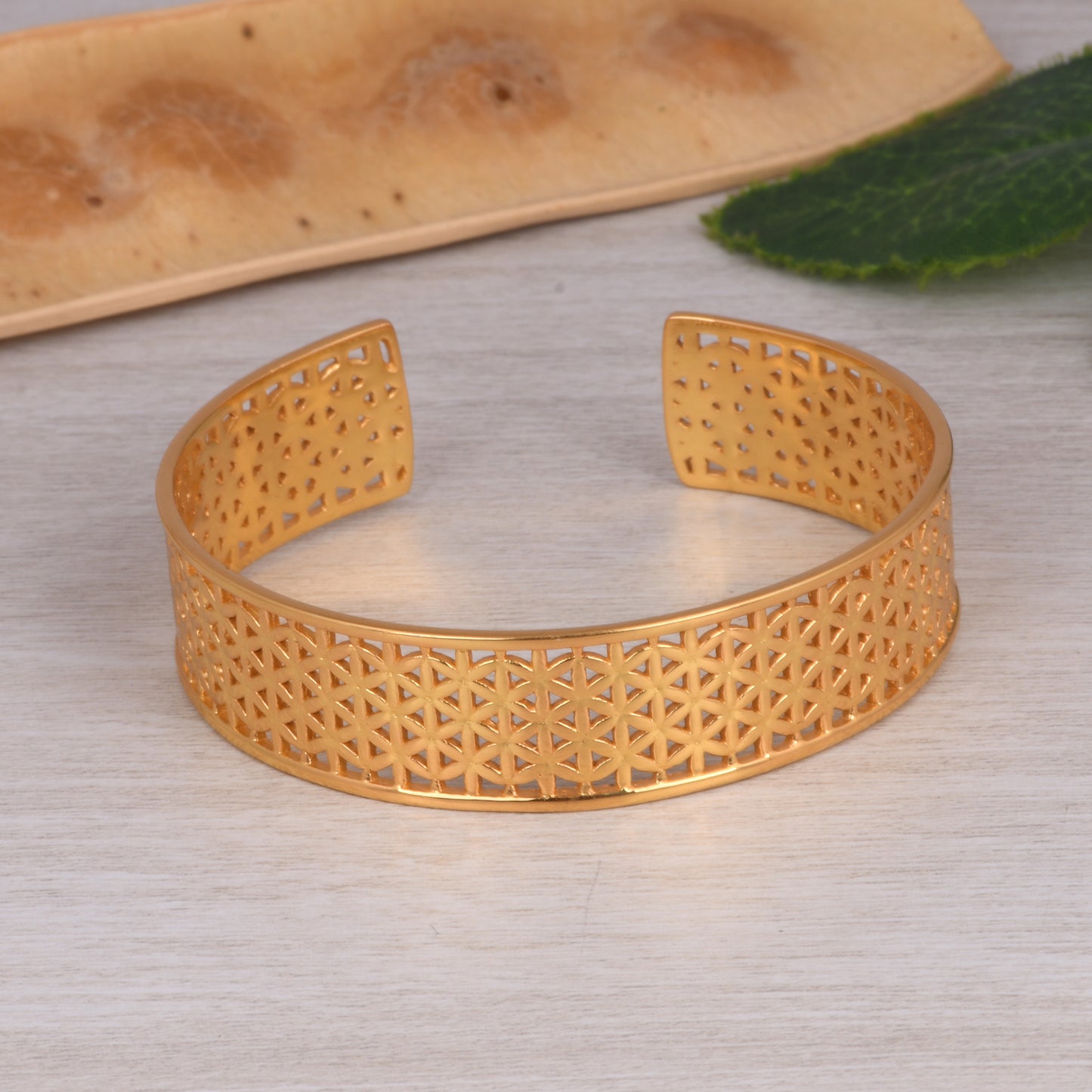 Flower of Life Cuff Style Bracelet