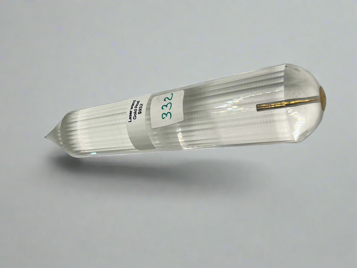 332g Pranic Healing Laser Crystal with Gold Rod – 36 Facets