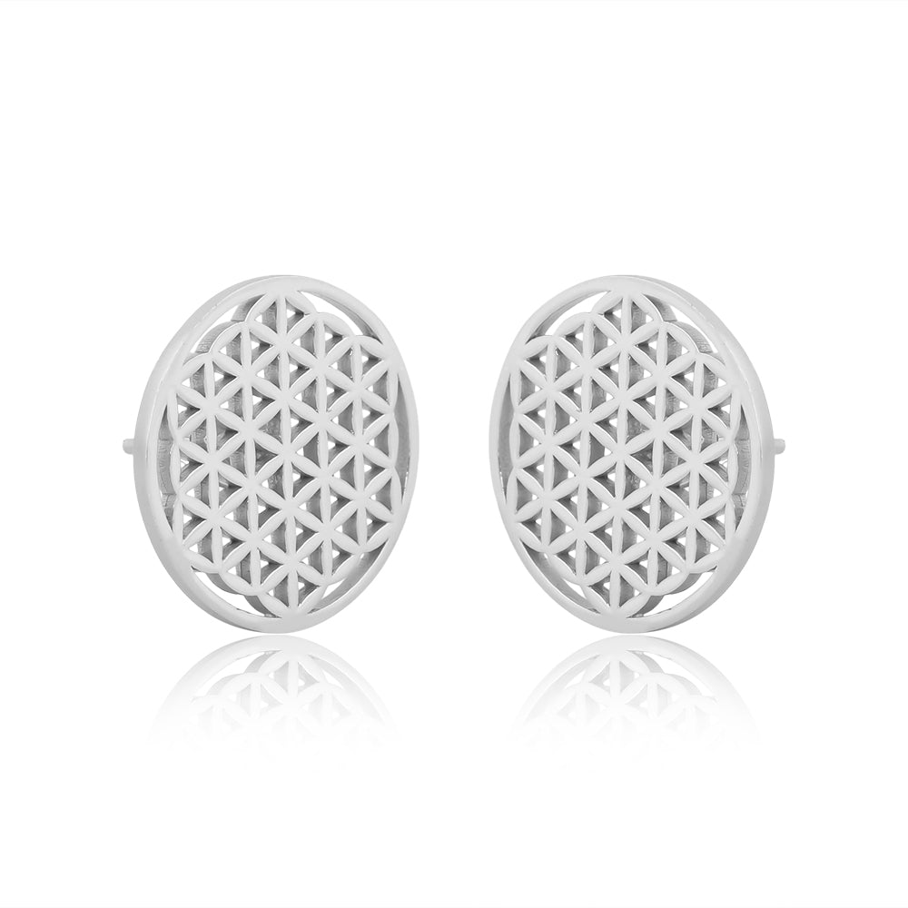 Flower of Life Earrings- Silver