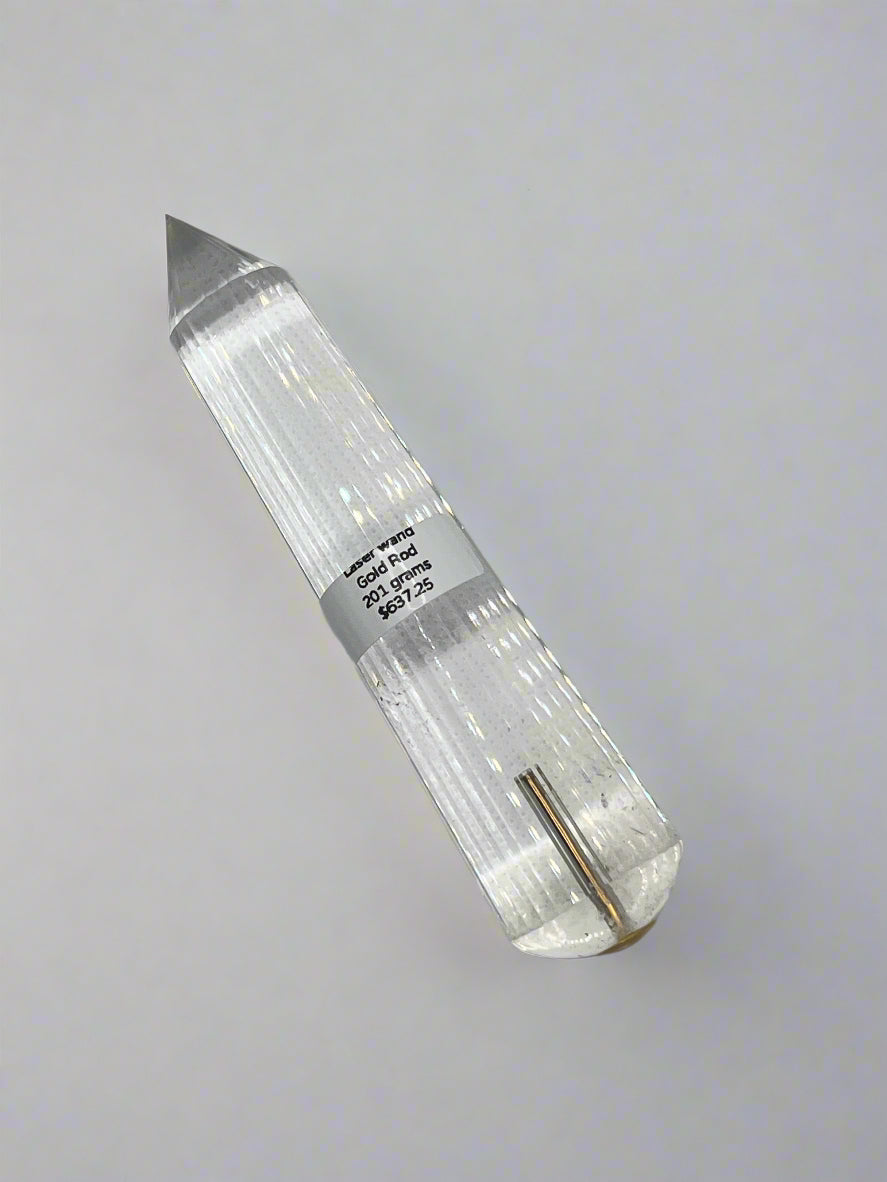201g Pranic Healing Laser Crystal with 2.2g Gold Rod Insert – 36 Facets