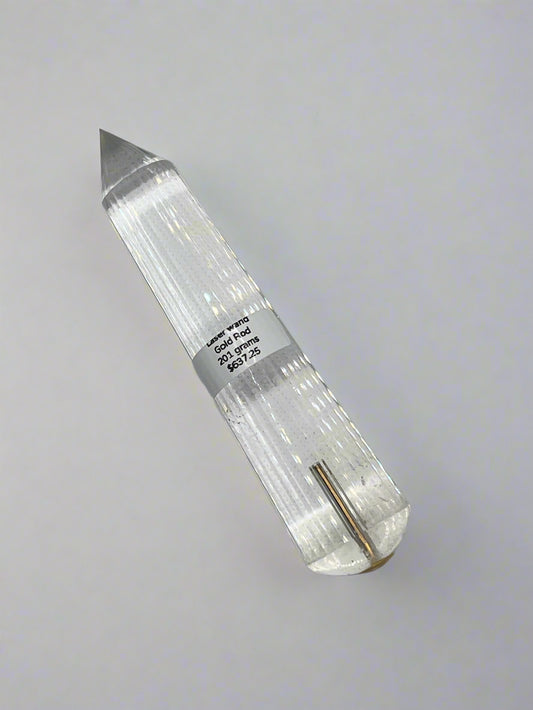 201g Pranic Healing Laser Crystal with 2.2g Gold Rod Insert – 36 Facets