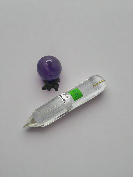 356g Pranic Healing Laser Crystal with 2.2g Gold Rod Insert – 36 Facets