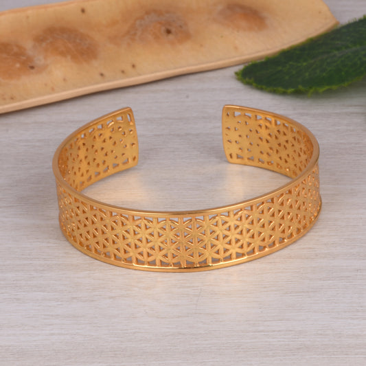 Flower of Life Cuff Style Bracelet