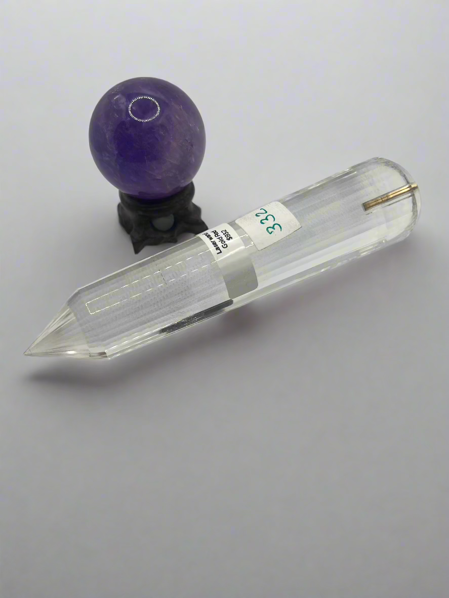 332g Pranic Healing Laser Crystal with Gold Rod – 36 Facets