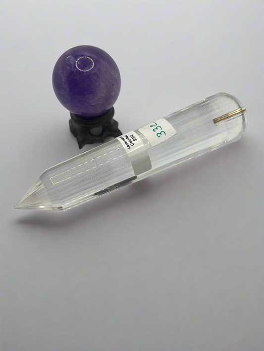 332g Pranic Healing Laser Crystal with Gold Rod – 36 Facets