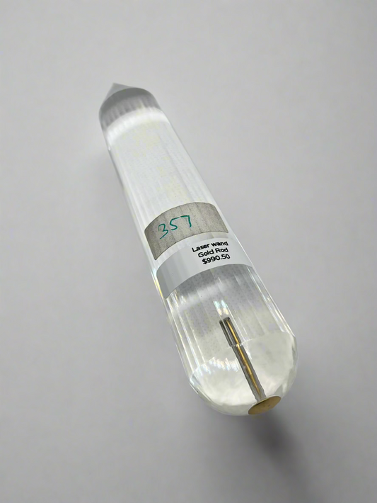 357g Pranic Healing Laser Crystal with Gold rod - 36 facets